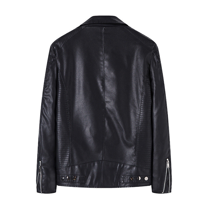 Men's biker jacket made of high-quality faux leather in slim fit with angled zipper and quilted shoulder area Chichicherry