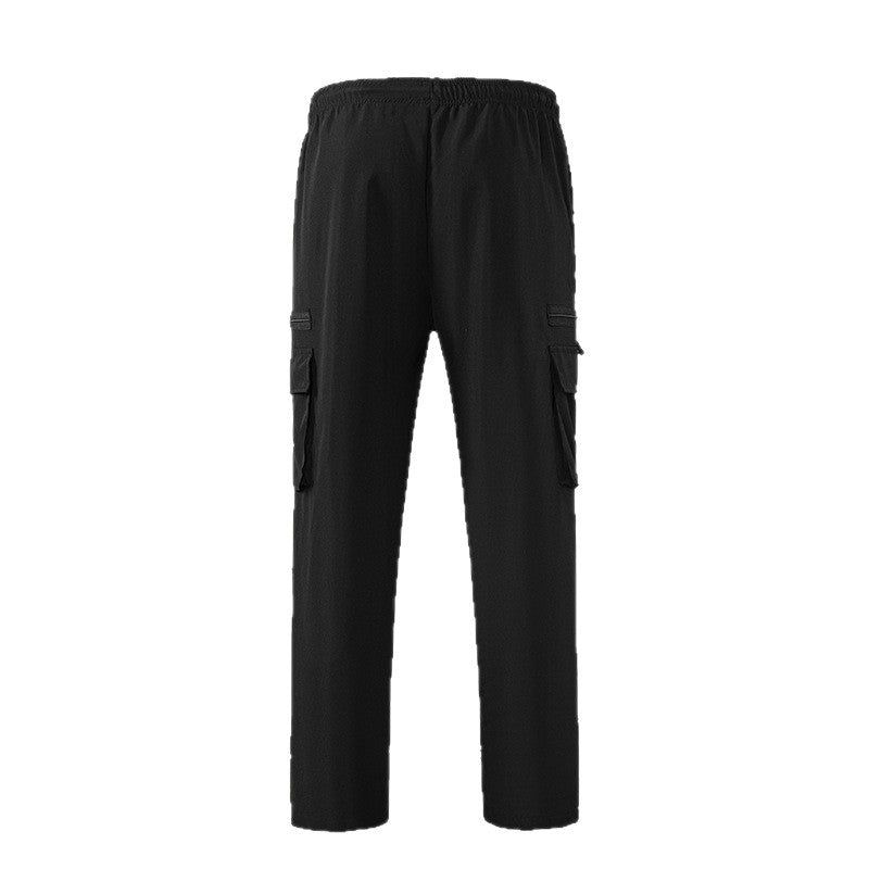Men's Breathable Cargo Lounge Pants with Elastic Waistband, Drawstring & Multi-Pockets Chichicherry