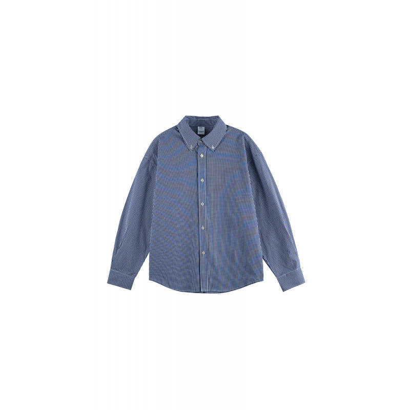 Men's Check Oversize Shirt with Button-Down Collar and Rounded Hem Chichicherry