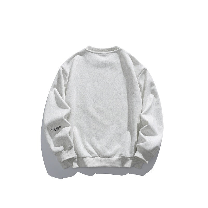 Unisex Oversize Sweater with Round Neck, Badge Applications and Ribbed Cuffs Chichicherry