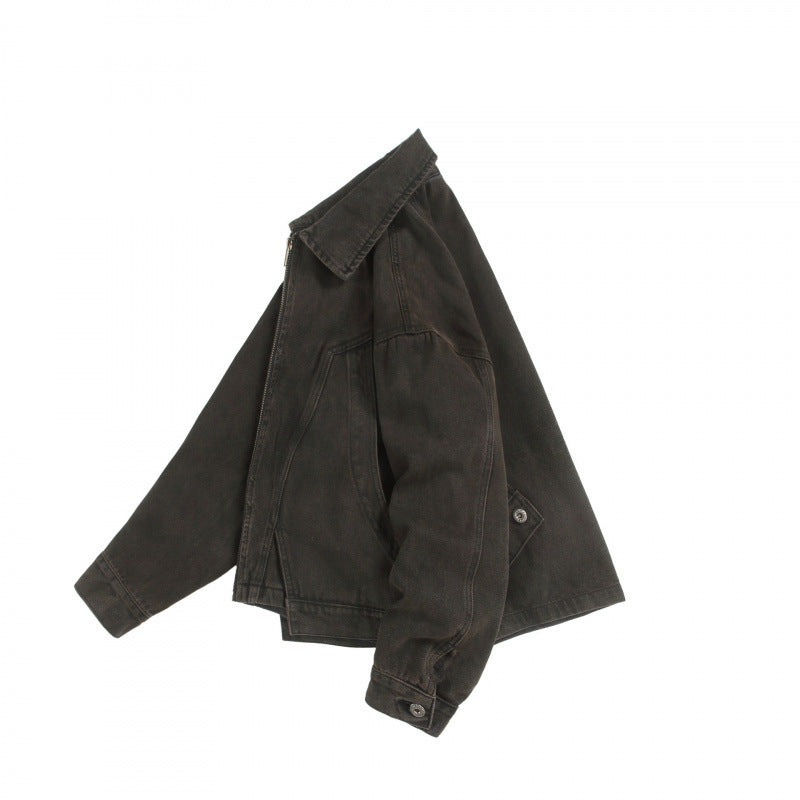 Unisex Boxy Worker Blouson made of washed canvas with a full zipper, shirt collar, and asymmetrical patch pockets Chichicherry