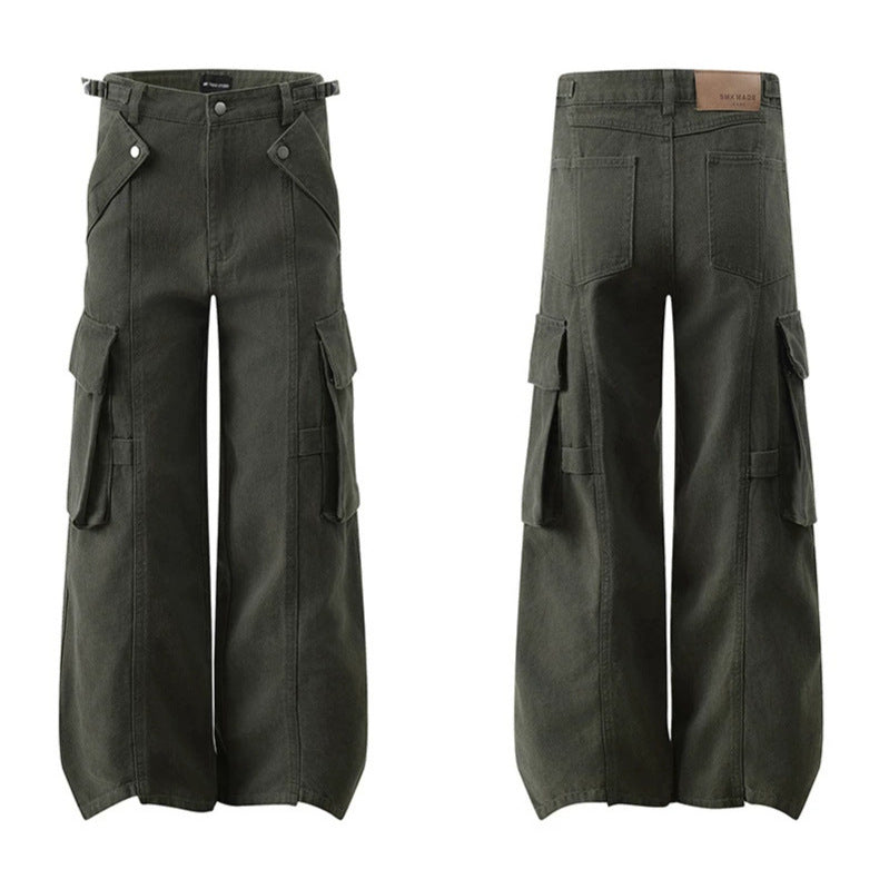 Women's high-waisted wide Cargo culotte pants with multi pockets and adjustable waistband Chichicherry