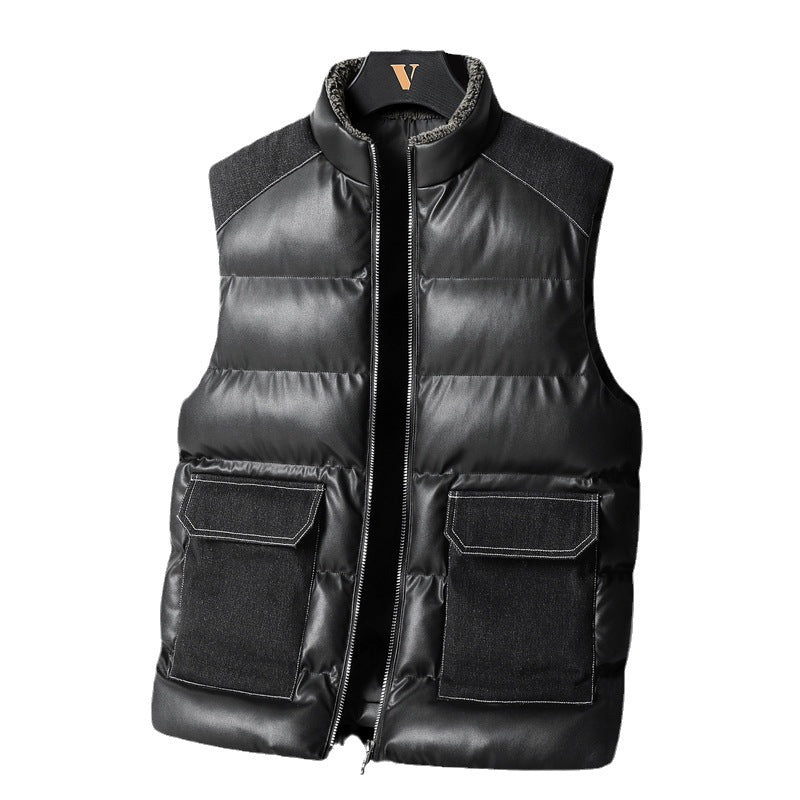 Men's padded quilted vest with cargo pockets and high collar Chichicherry