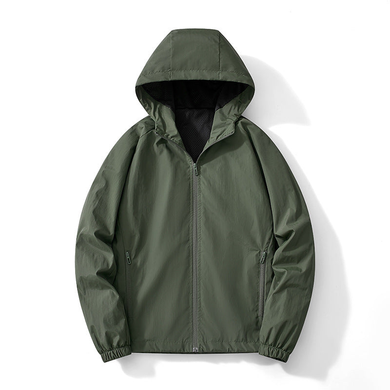 Men's Ultralight Hooded Windbreaker with Breathable Mesh Lining and Concealed Zipper Chichicherry
