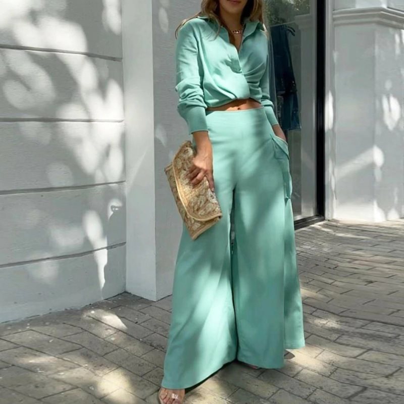 Women's Wide Palazzo Pants with Extra Wide Leg, High Waist and Side Pockets Chichicherry