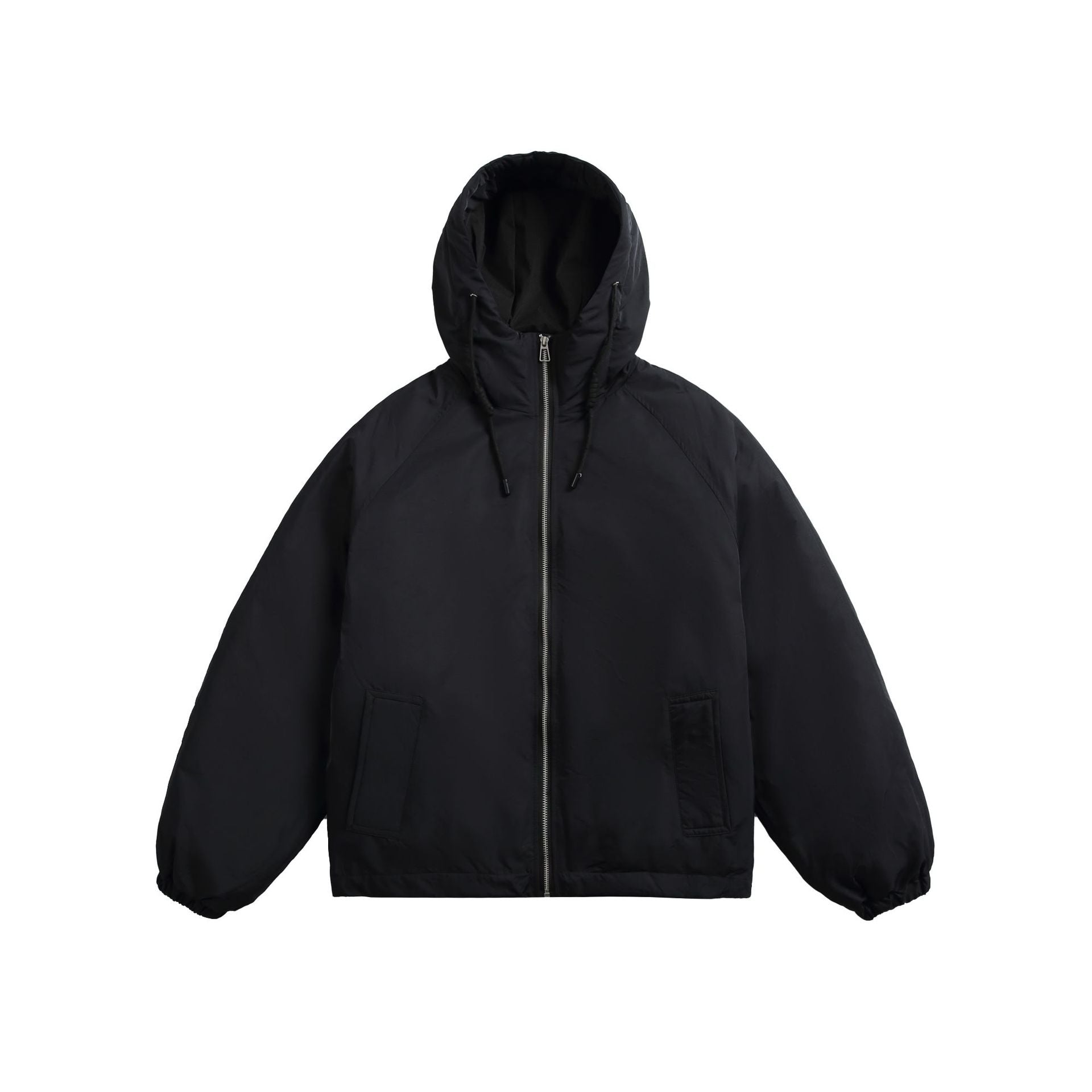Unisex Short padded hooded jacket in boxy cut with elastic hem Chichicherry