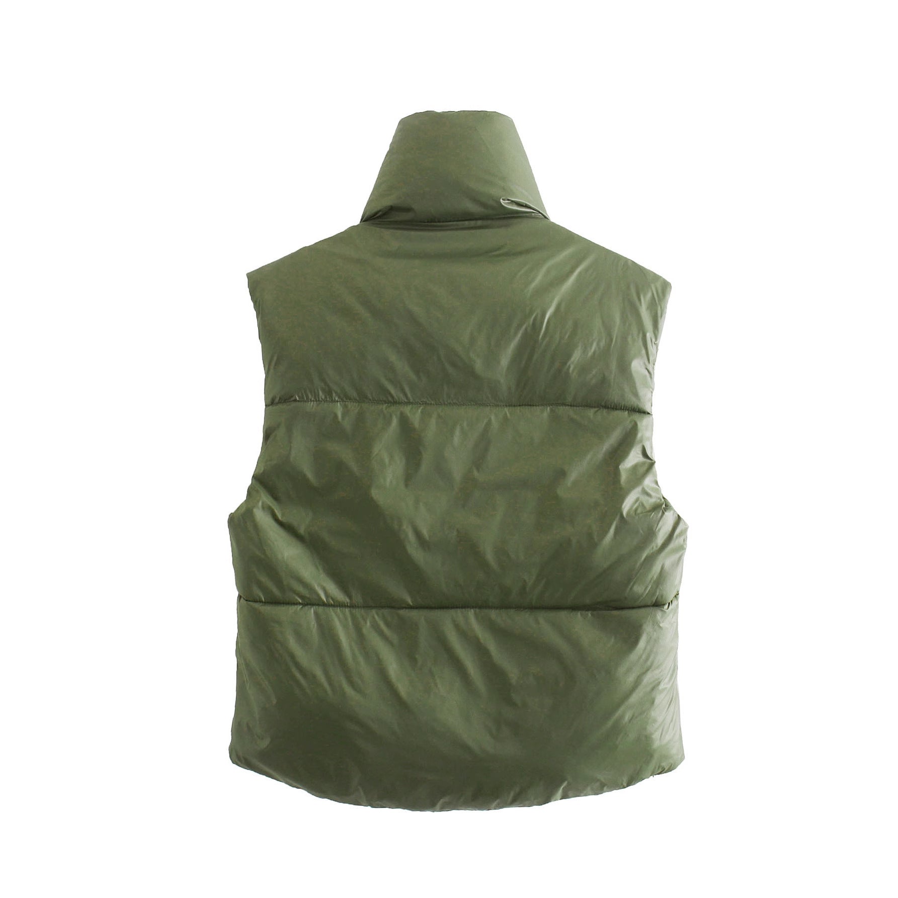 Women's short-cut quilted vest with high stand-up collar and extended back Chichicherry