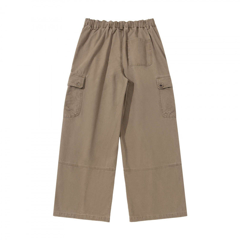 Women's Wide Cargo Pants with High Waist, Large Flap Pockets, and Culotte Silhouette Chichicherry