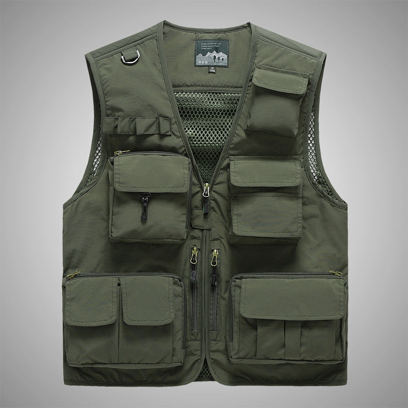 Men's multifunctional utility vest with many pockets and mesh back Chichicherry