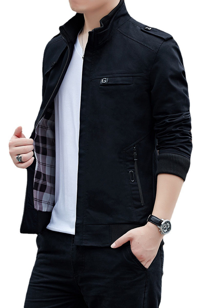 Men's pilot style bomber jacket with suede look, shoulder patches and checked lining Chichicherry