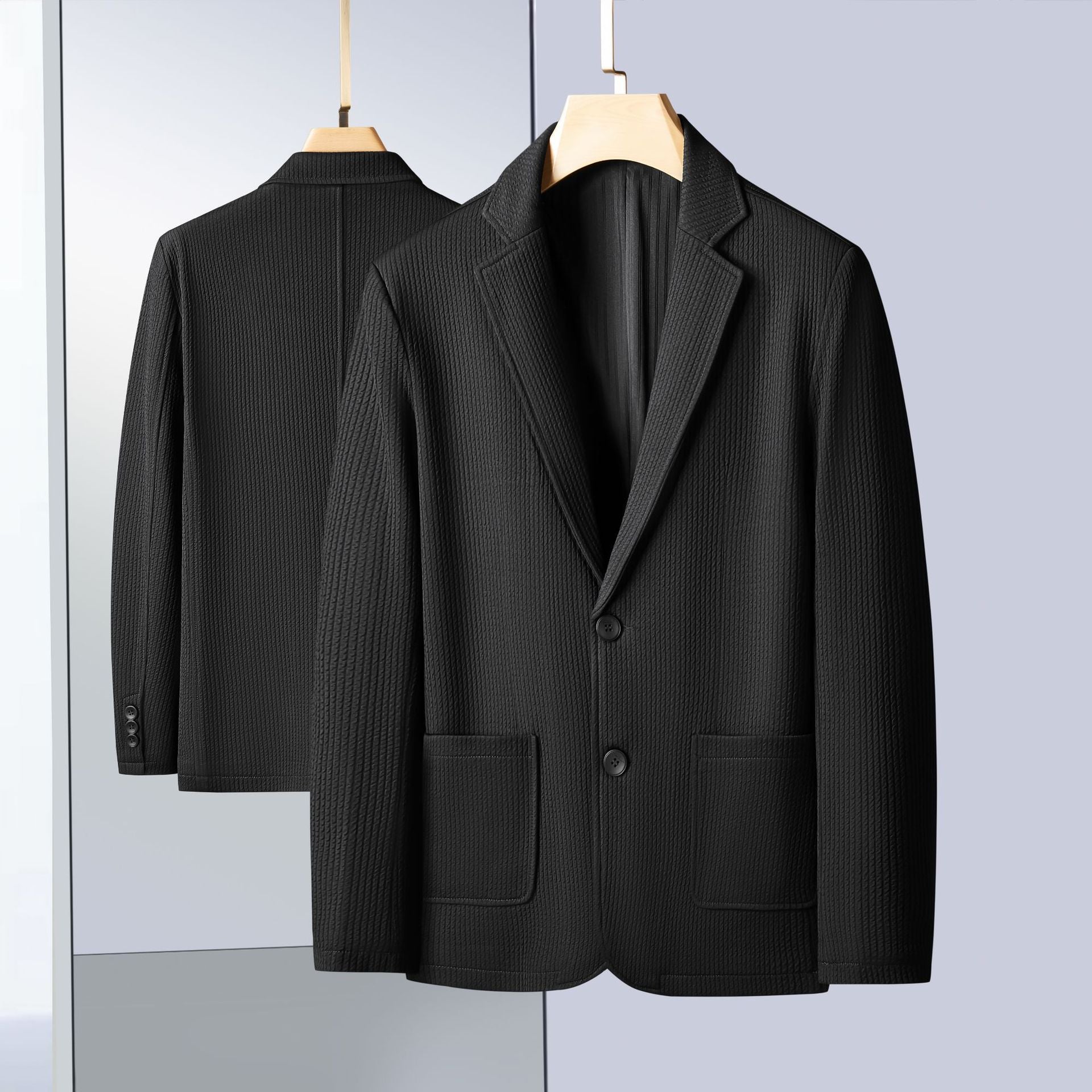 Men's Structured Knit Blazer with Pattern and Patch Pockets Chichicherry