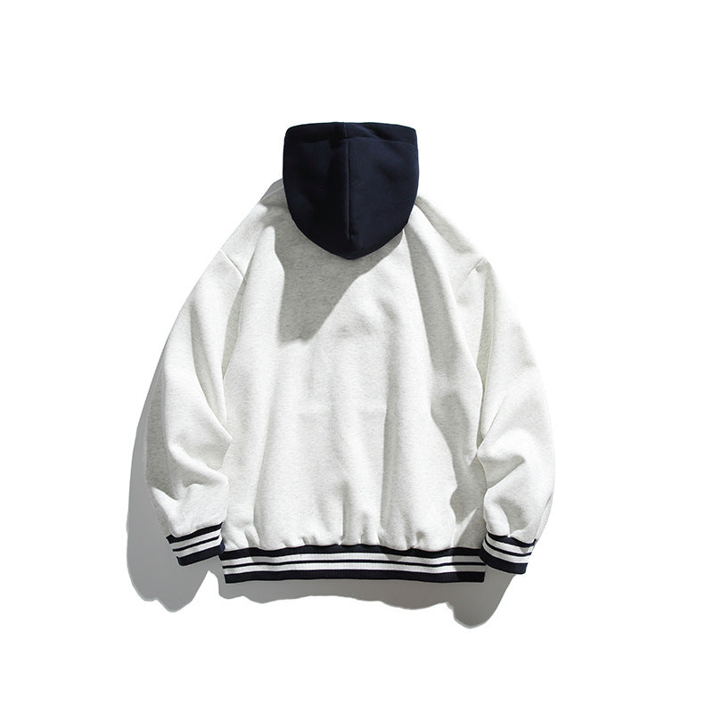 Unisex Oversize Hoodie with Contrast Hood, Button Placket and Kangaroo Pocket Chichicherry