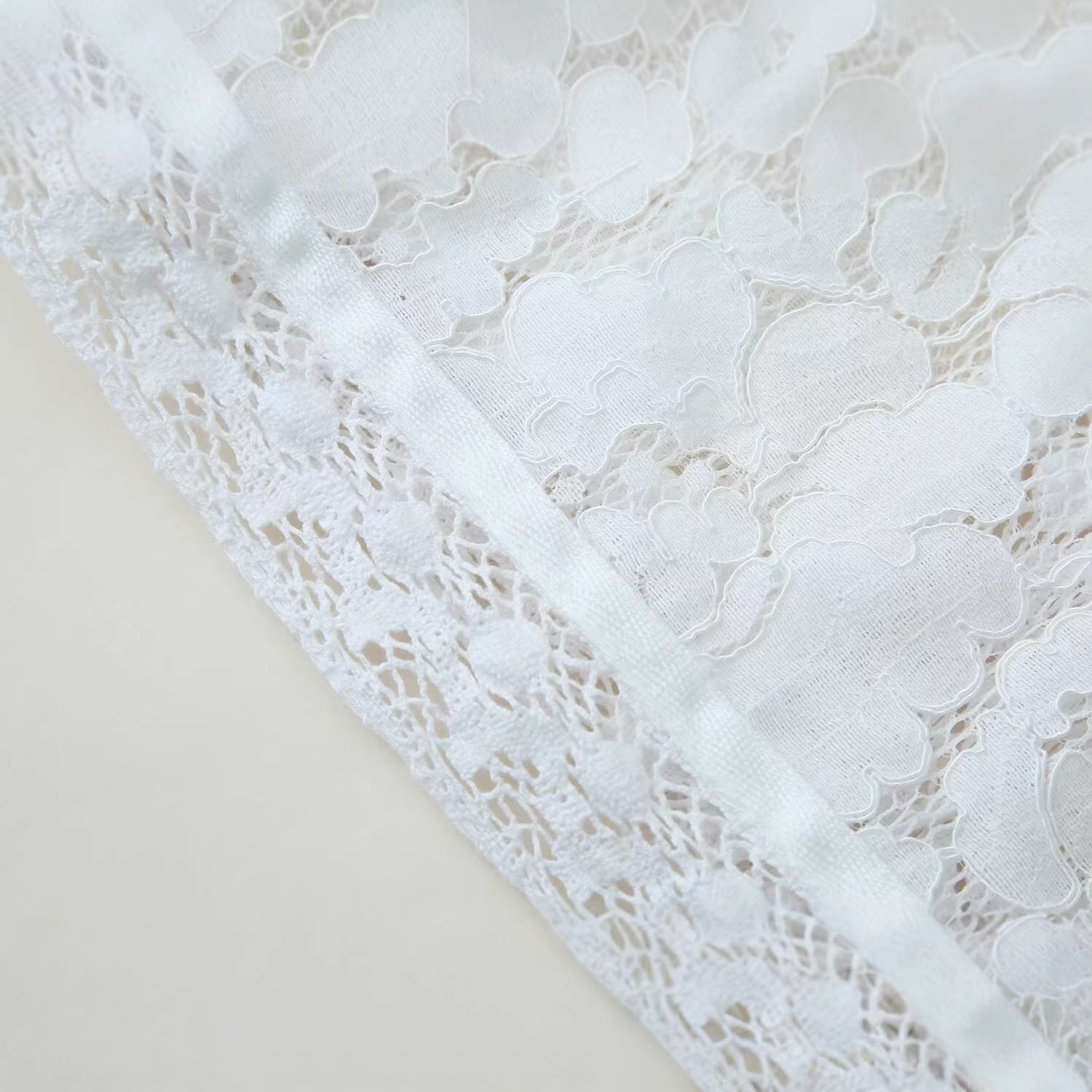 Women's Lace Jacket with Stand Collar, Chinese Knot and Transparent Floral Design Chichicherry