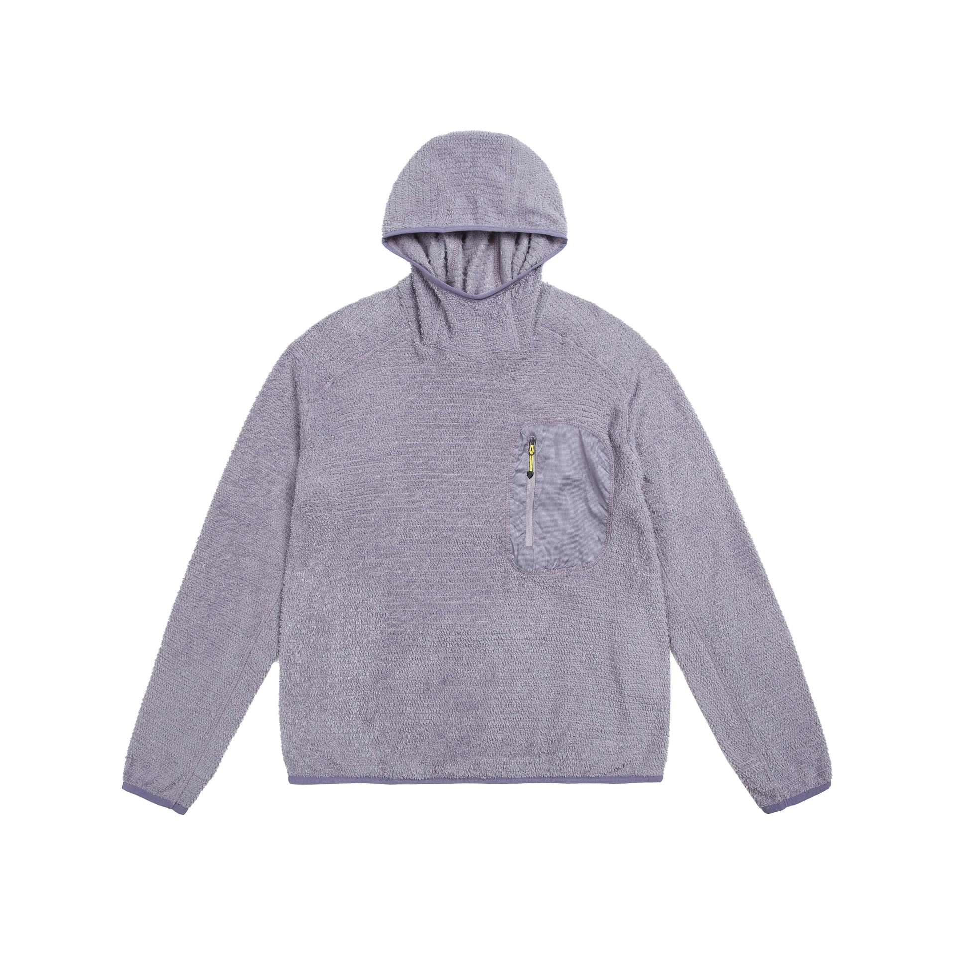 Unisex cozy hooded fleece pullover with chest zip pocket and elastic hem Chichicherry