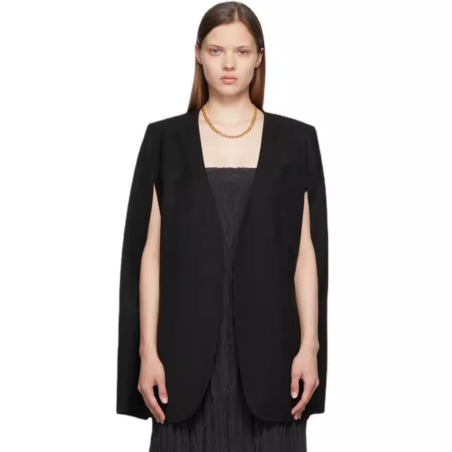 Women's Cape Blazer with Open Fall and Side Arm Slits Chichicherry