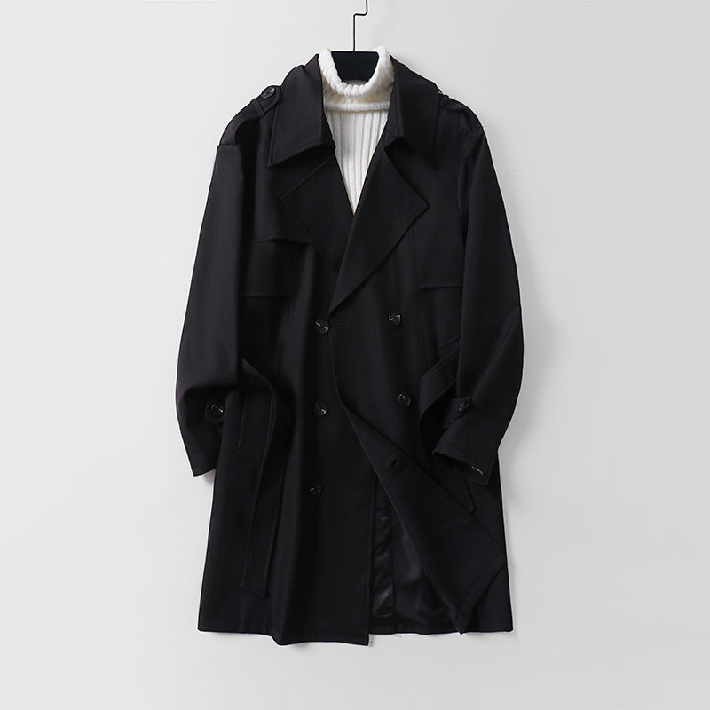 Women's Modern Short Coat in Trench Style with Double-Breasted Button Placket and Epaulettes Chichicherry