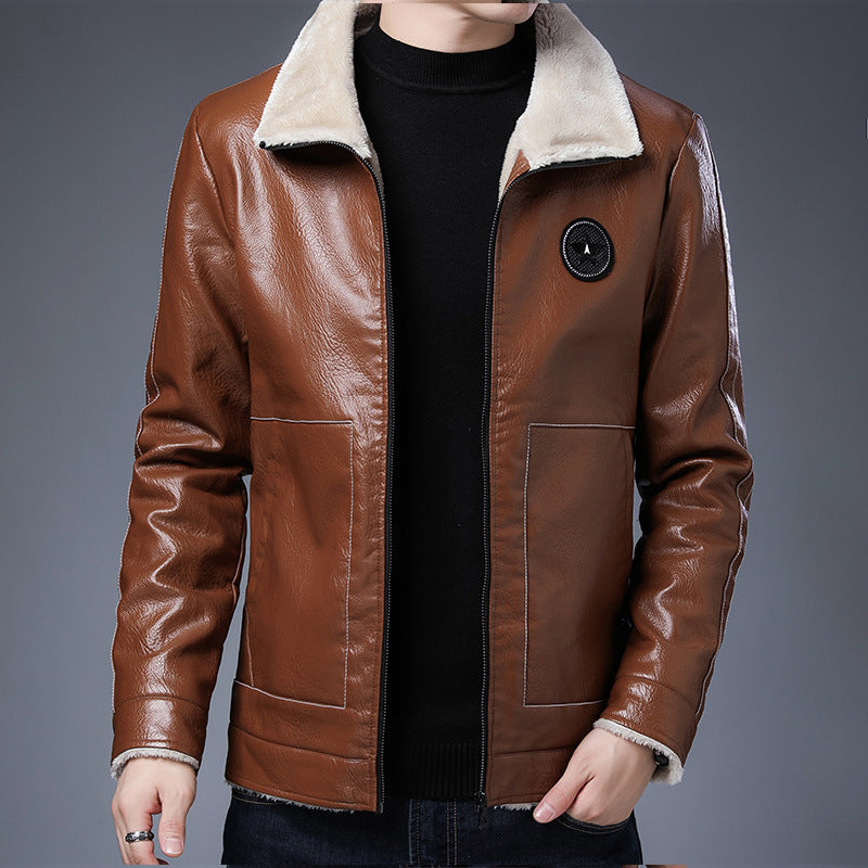 Men's pilot blouson in leather look with Sherpa lining and stand-up collar Chichicherry