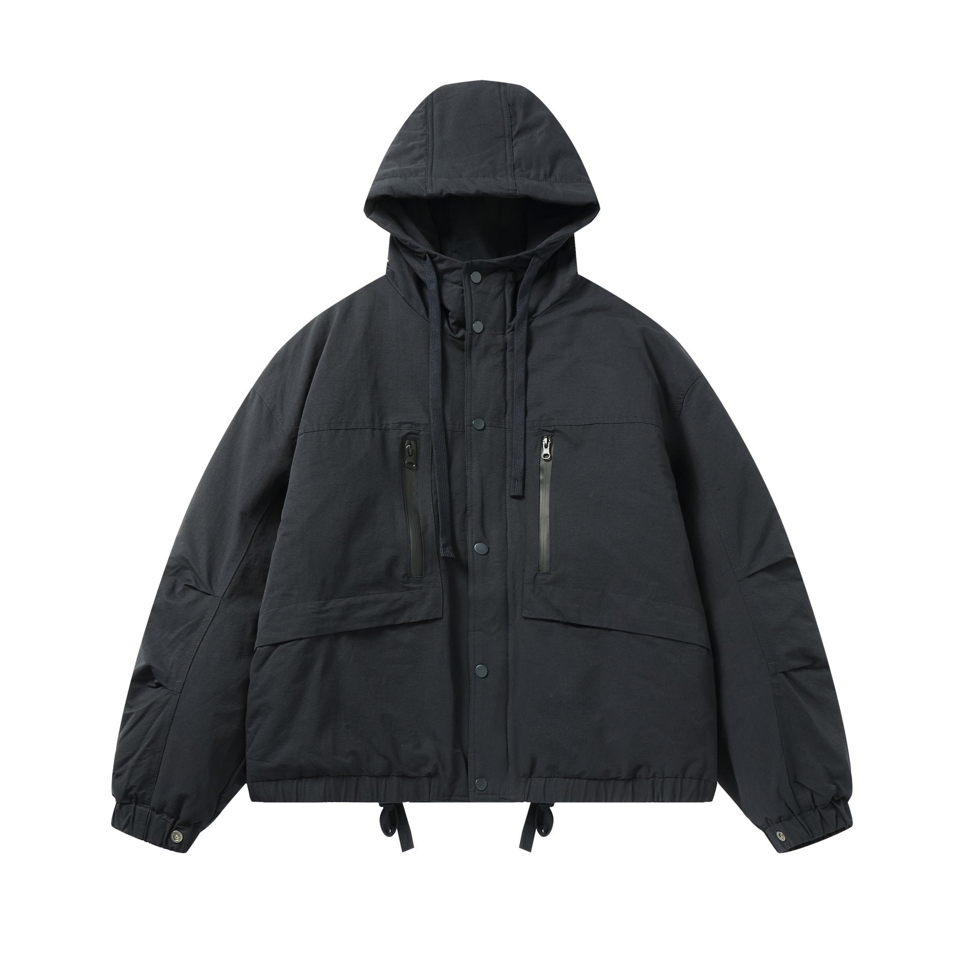 Men's technical hooded parka with water-repellent zippers, kangaroo pockets, and drawstring Chichicherry
