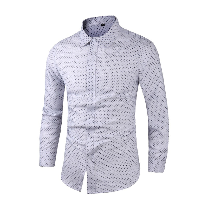 Men's Slim-Fit Shirt with Fine Polka Dot Pattern and Kent Collar Chichicherry