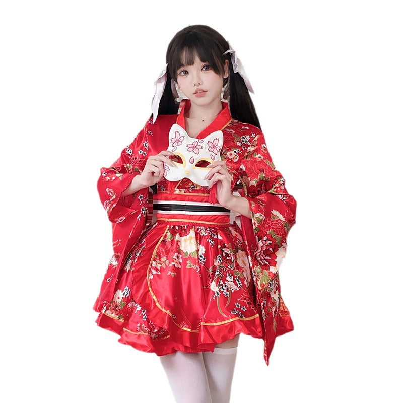 Women’s Kimono Dress with Elegant Sash and Wide Sleeve Chichicherry