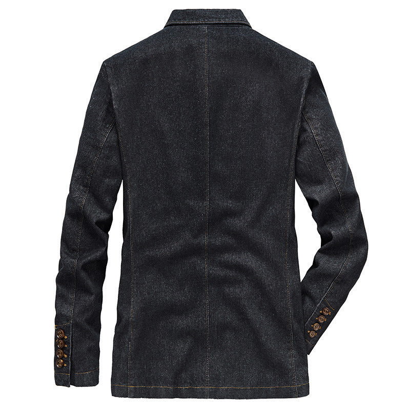 Men's denim blazer in casual look with patch pockets and contrast stitching Chichicherry