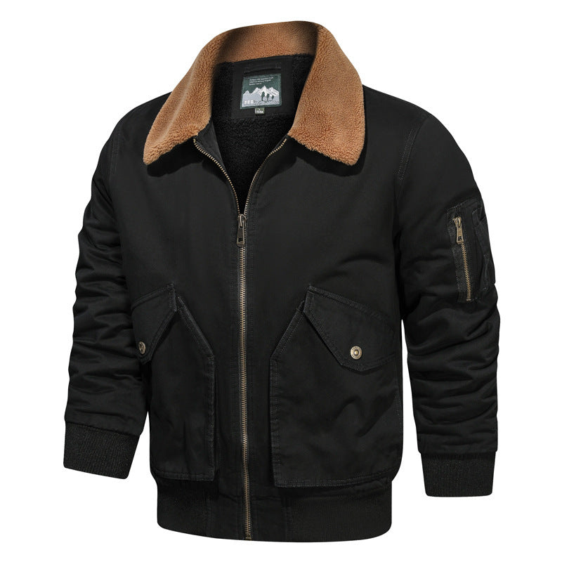 Men's pilot blouson in canvas utility style with sherpa collar and sleeve pocket Chichicherry