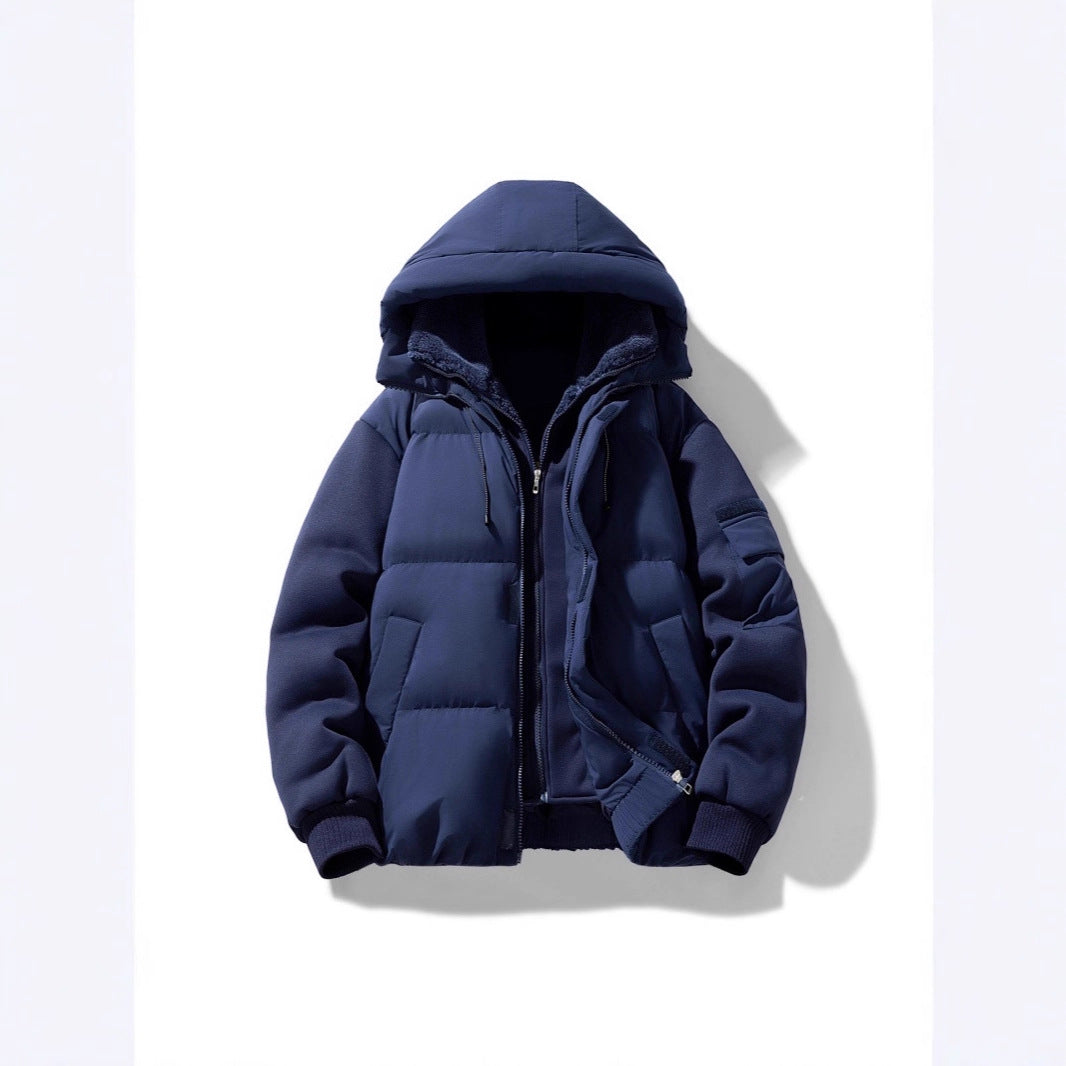 Men's padded hooded jacket with teddy lining and contrasting softshell sleeves Chichicherry