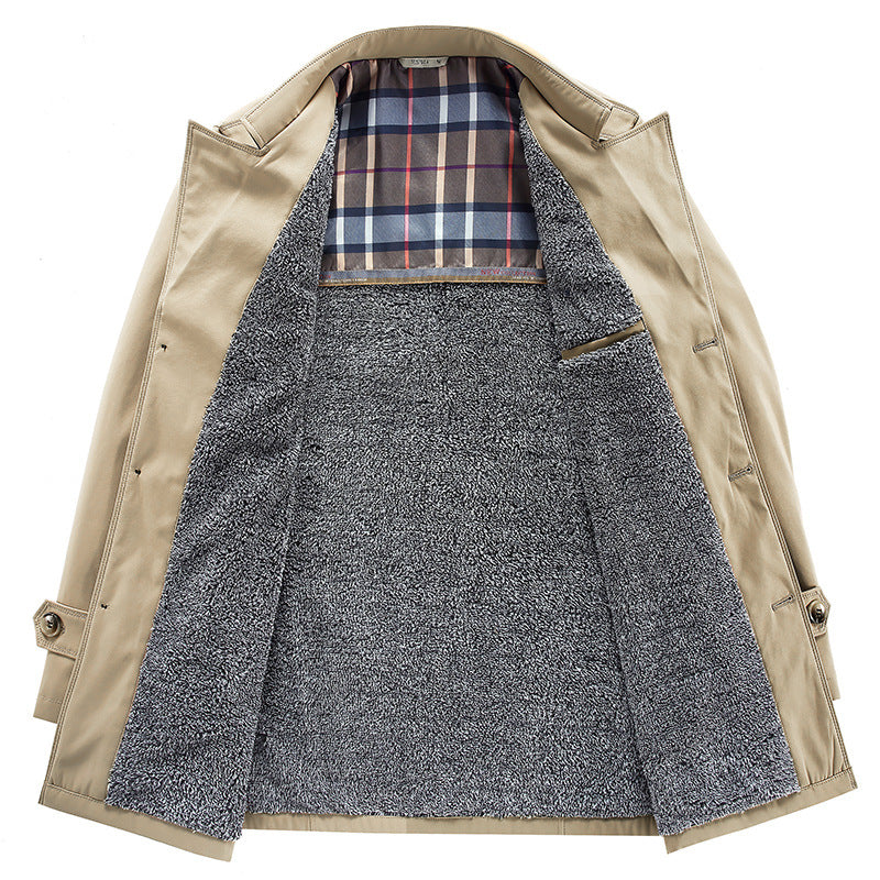 Men's Modern Short Coat in Trench Look with Checked Lining and Utility Pockets Chichicherry