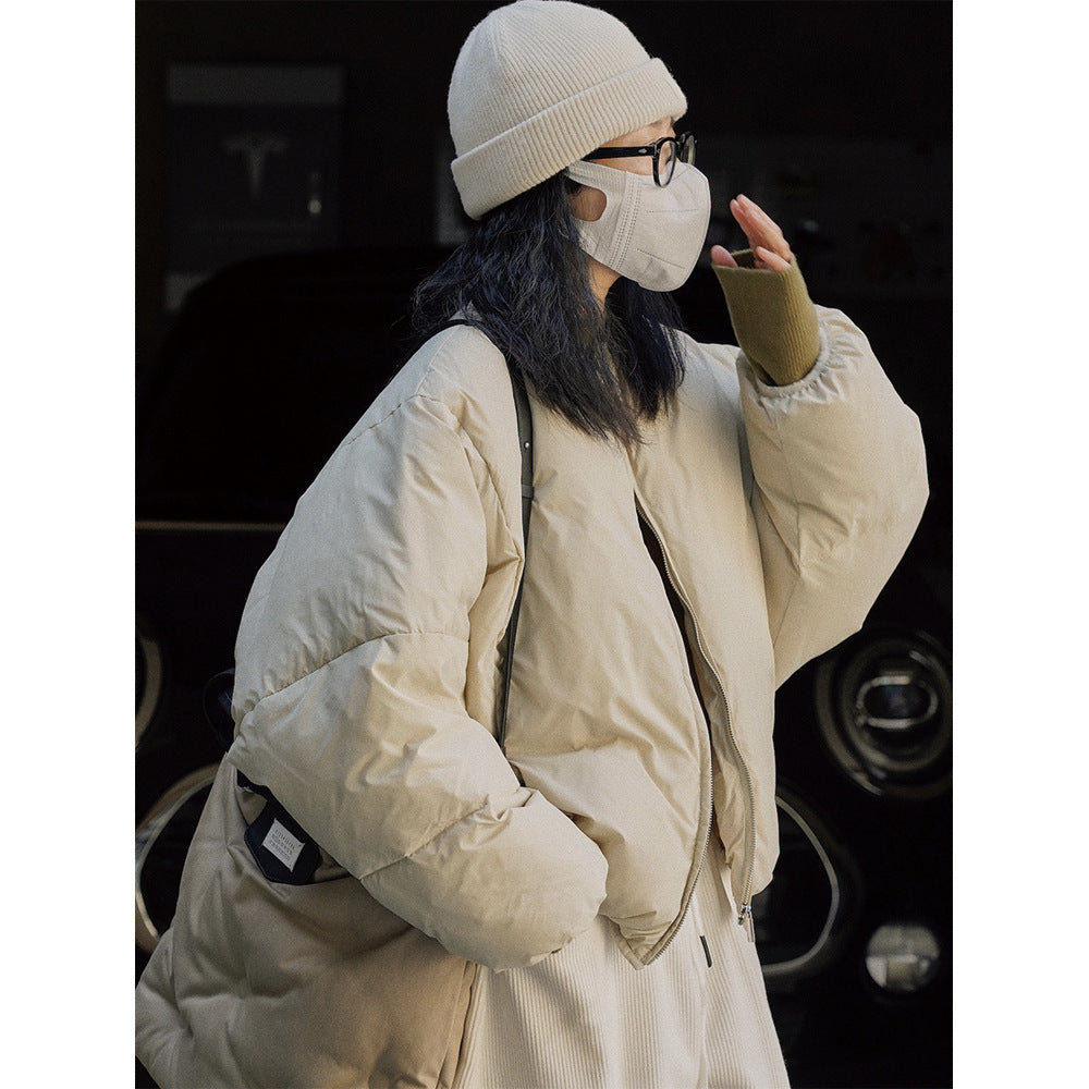 Ladies Short Oversized Padded Jacket with Drawstring Waist and Ribbed Cuff Sleeves Chichicherry