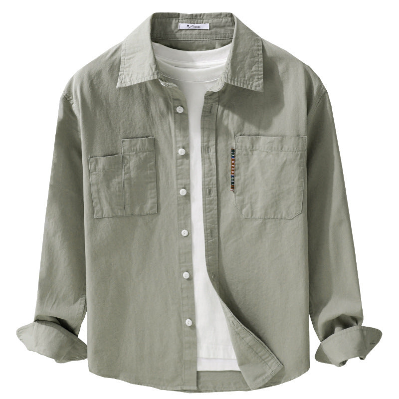 Men's Lightweight Cotton Overshirt with Double Chest Pockets and Kent Collar Chichicherry