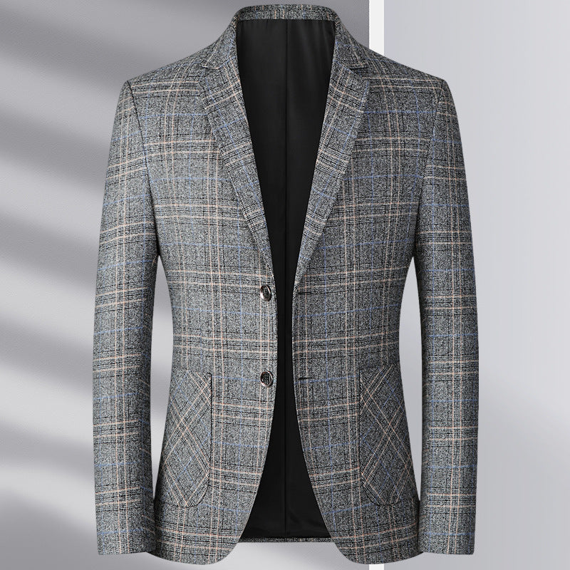 Men's Tailored Glencheck Jacket in Slim Fit with Patch Pockets Chichicherry
