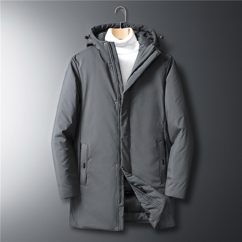 Men's modern urban long parka with concealed zip placket and ergonomic hood Chichicherry