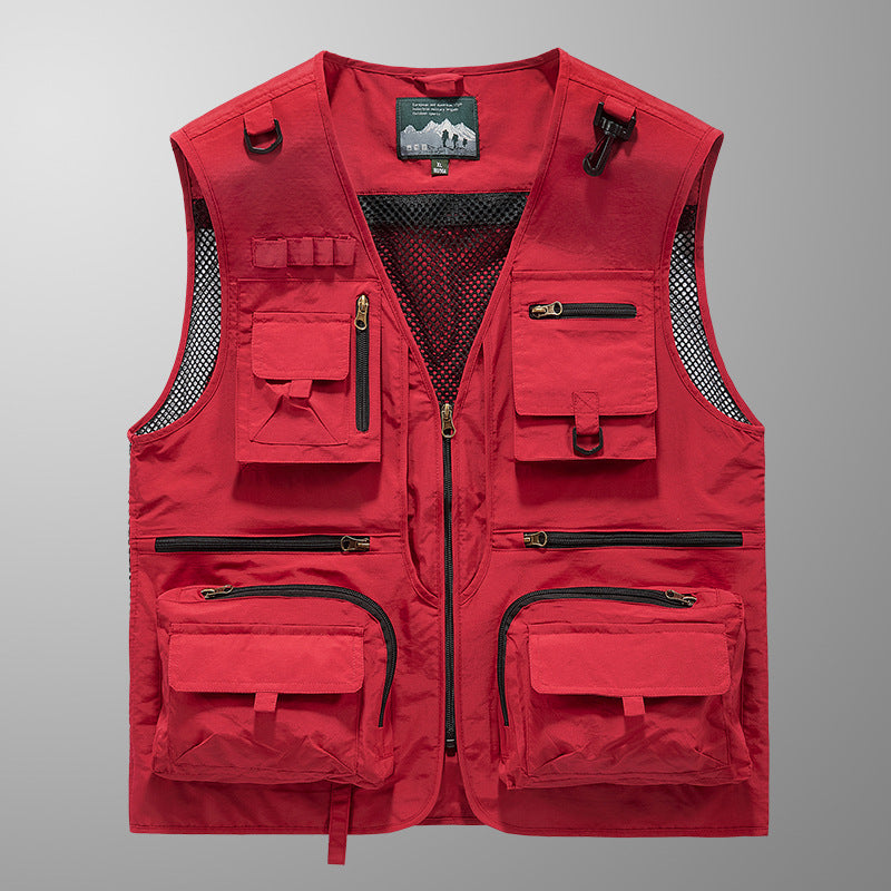 Men's multifunctional fishing and utility vest with mesh inserts and multiple pockets Chichicherry