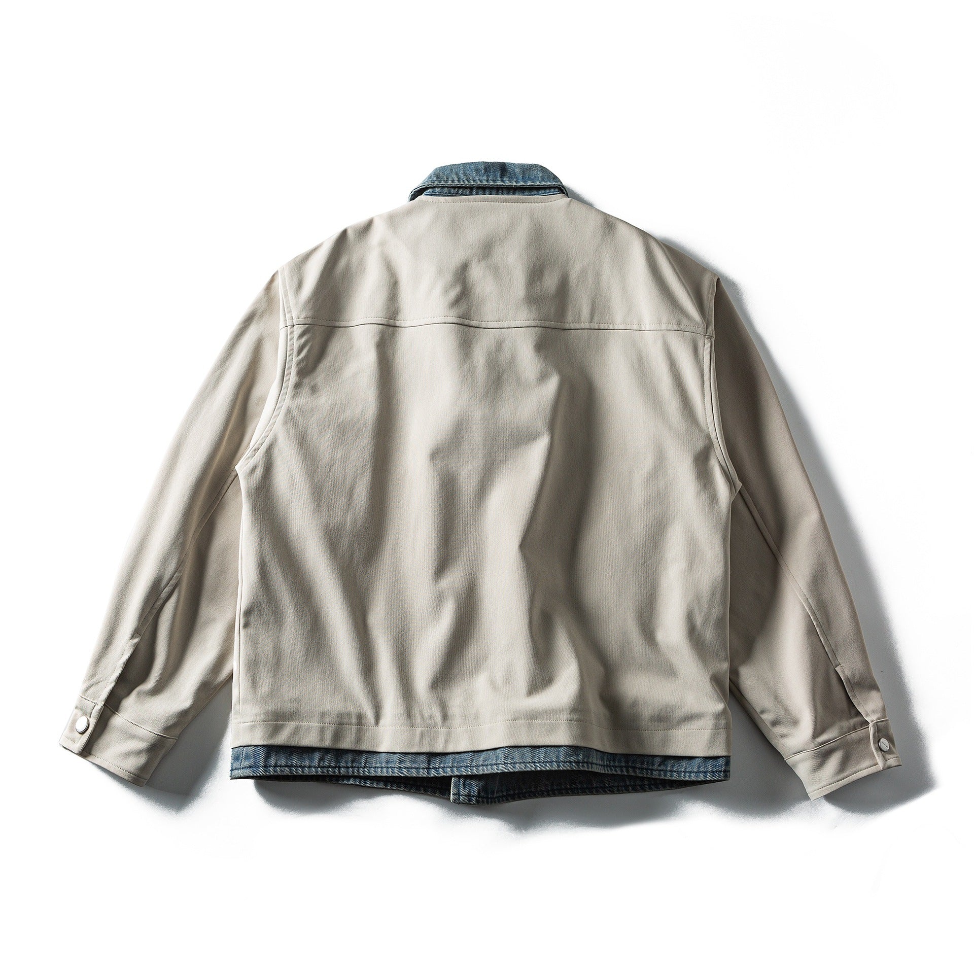 Men's Lightweight Canvas Field Blouson with Contrasting Denim Collar Chichicherry