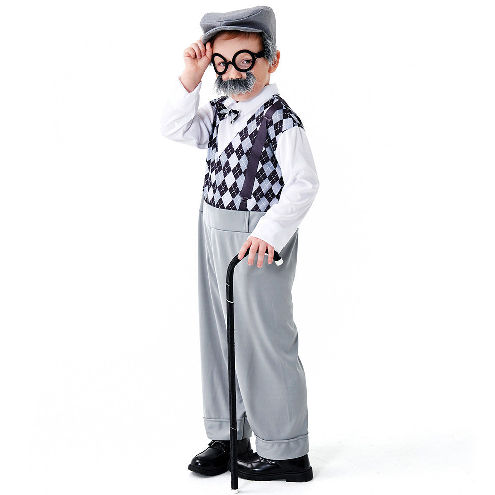 Men's carnival costume as a stylish grandfather with characteristic accessories Chichicherry