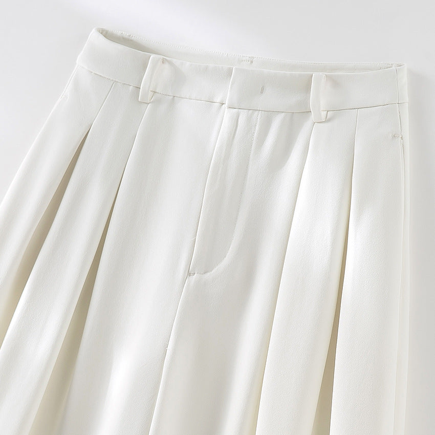 Women Wide High-Waist Trousers with Pleats and Culotte Silhouette Chichicherry