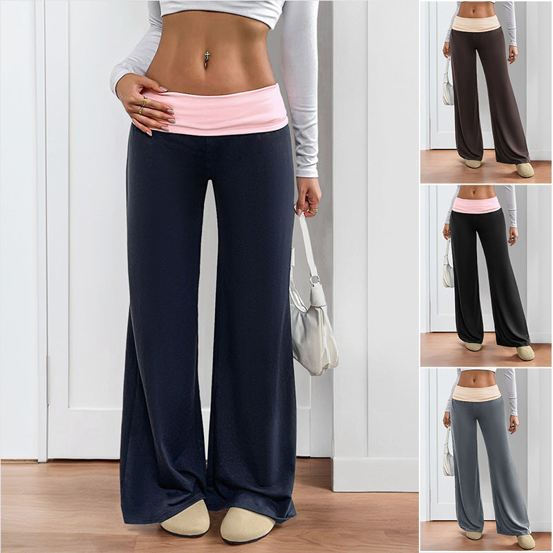 Women's Wide Palazzo Yoga Pants with Foldable Comfort Waistband Chichicherry