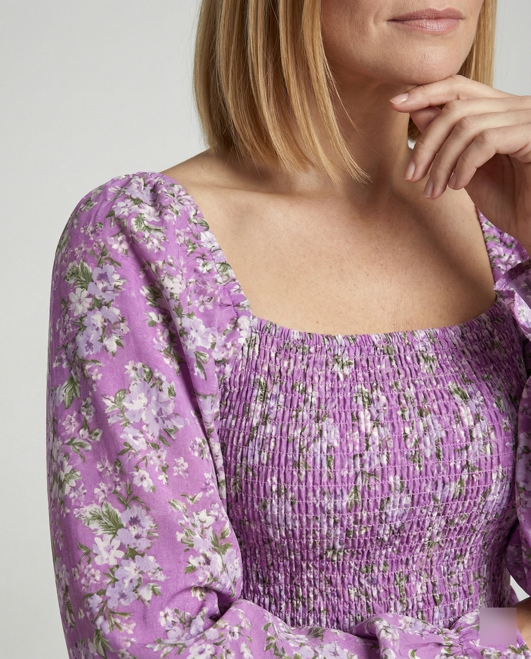 Women's Floral Mini Dress with Smocking