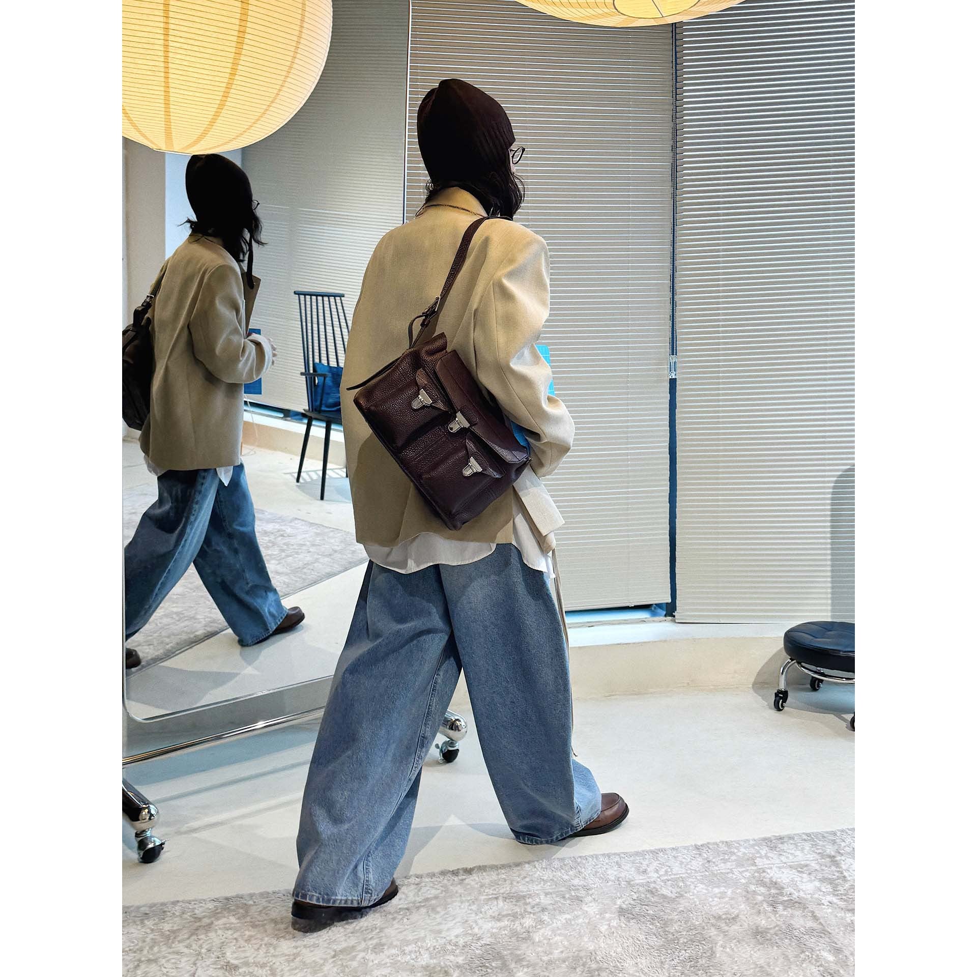 Women's Extra Wide High-Waist Denim Culotte in Balloon Baggy Cut Chichicherry