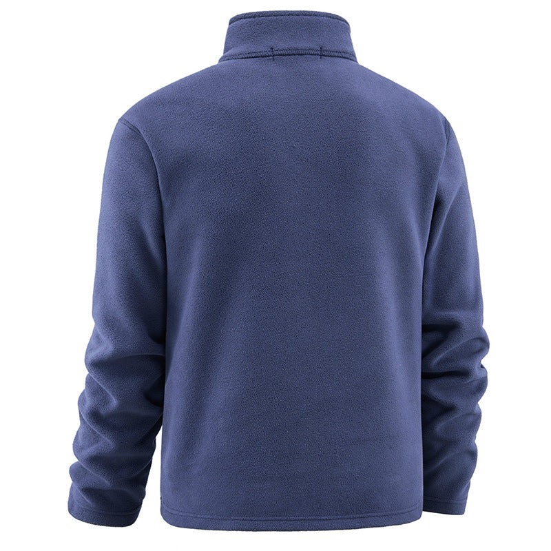 Men's fleece pullover with troyer collar and half zipper made of soft microfleece Chichicherry