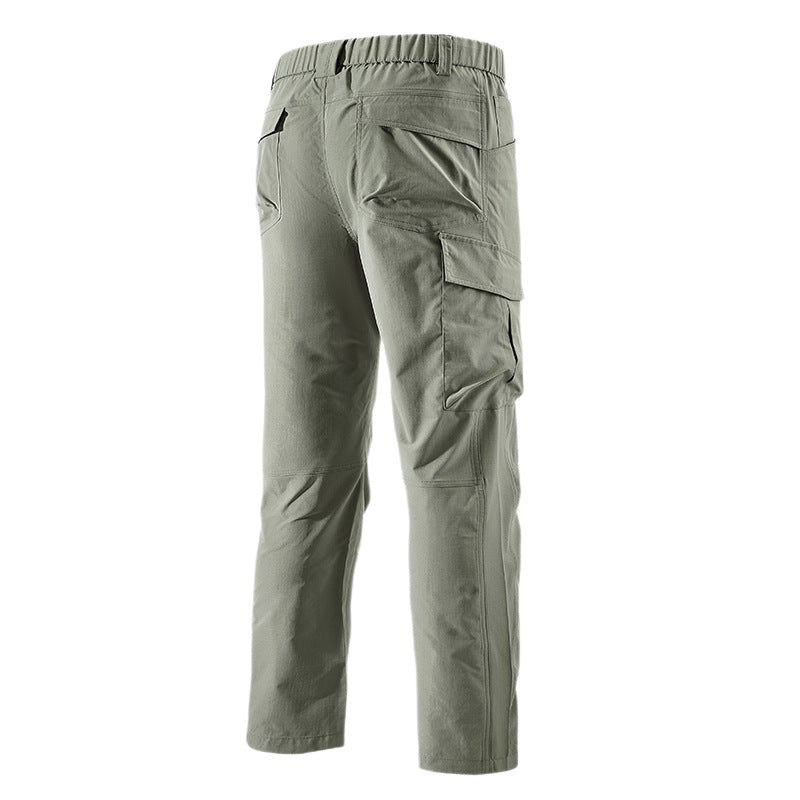 Men's Robust-Constructive Cargo Trekking Pants with Elastic Waistband and Multiple Pockets Chichicherry