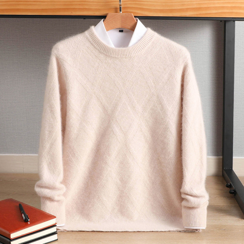 Men's fine diamond pattern crew neck sweater made of merino blend with a soft touch Chichicherry