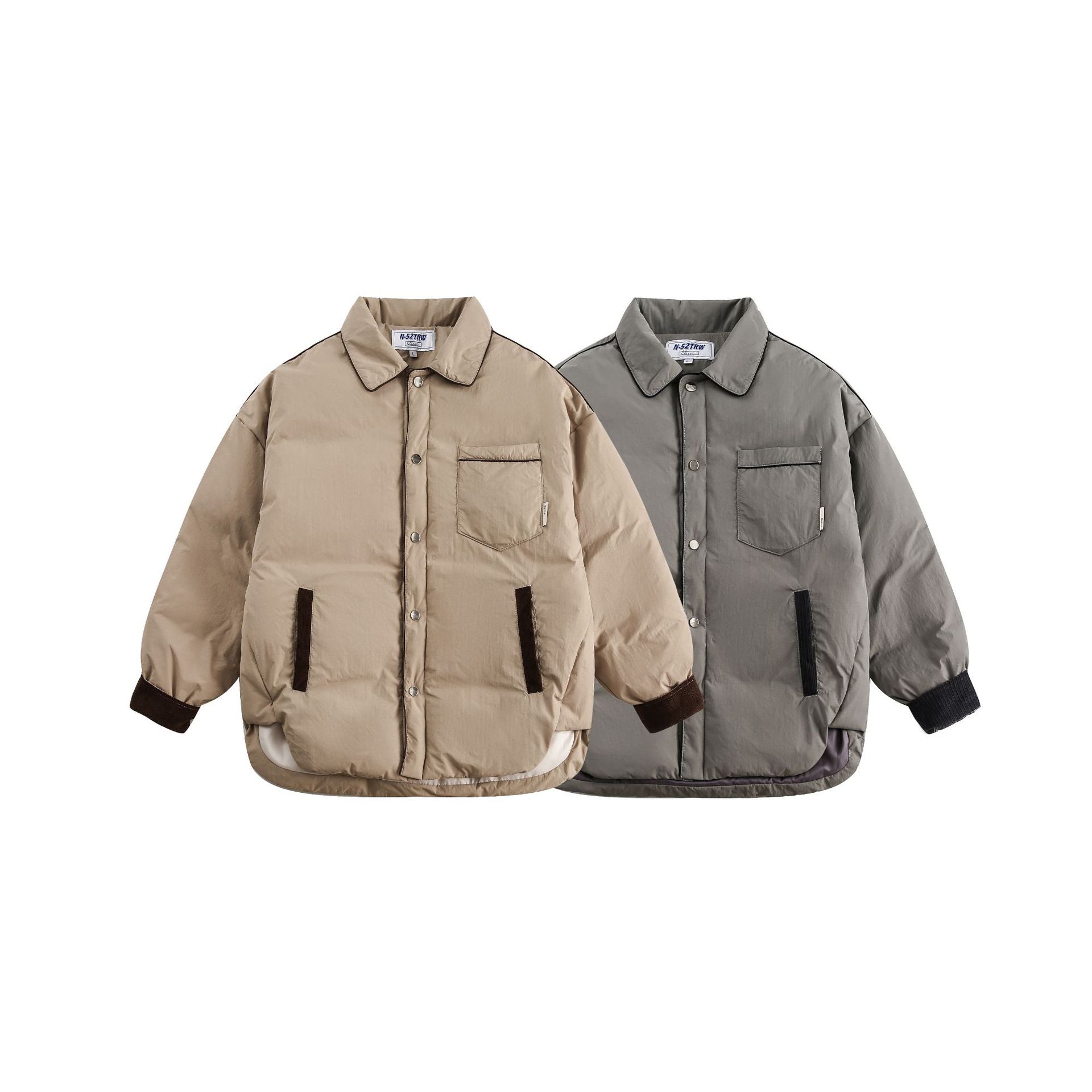 Unisex Short Cut Quilted Blouson Jacket with Shirt Collar and Cord Cuffs Chichicherry