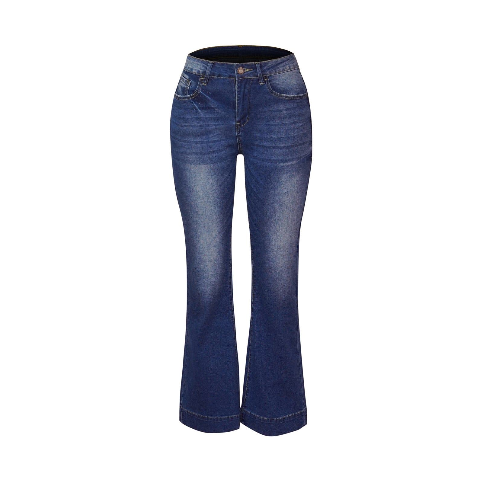 Ladies High-Waist Flared Jeans with Tailored Cut and Decorative Front Seam Chichicherry