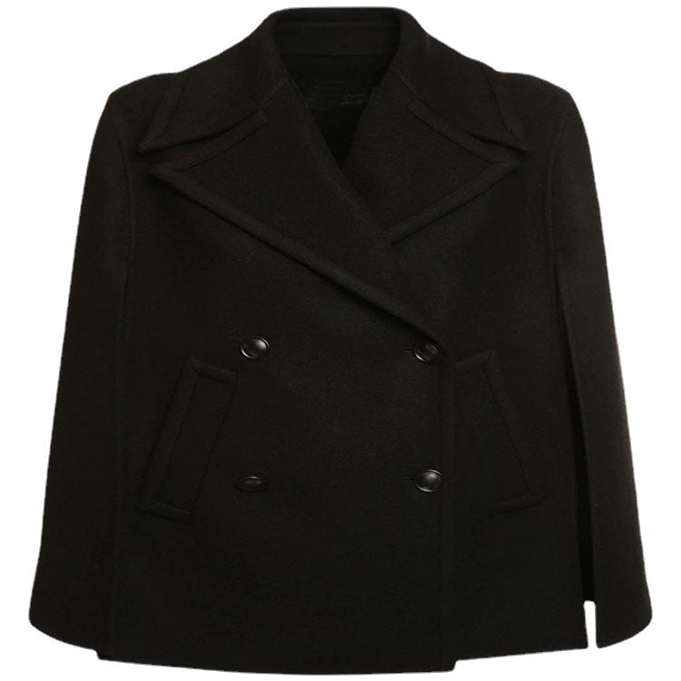 Women Short Cape Blazer in minimalist tailoring with boxy silhouette Chichicherry
