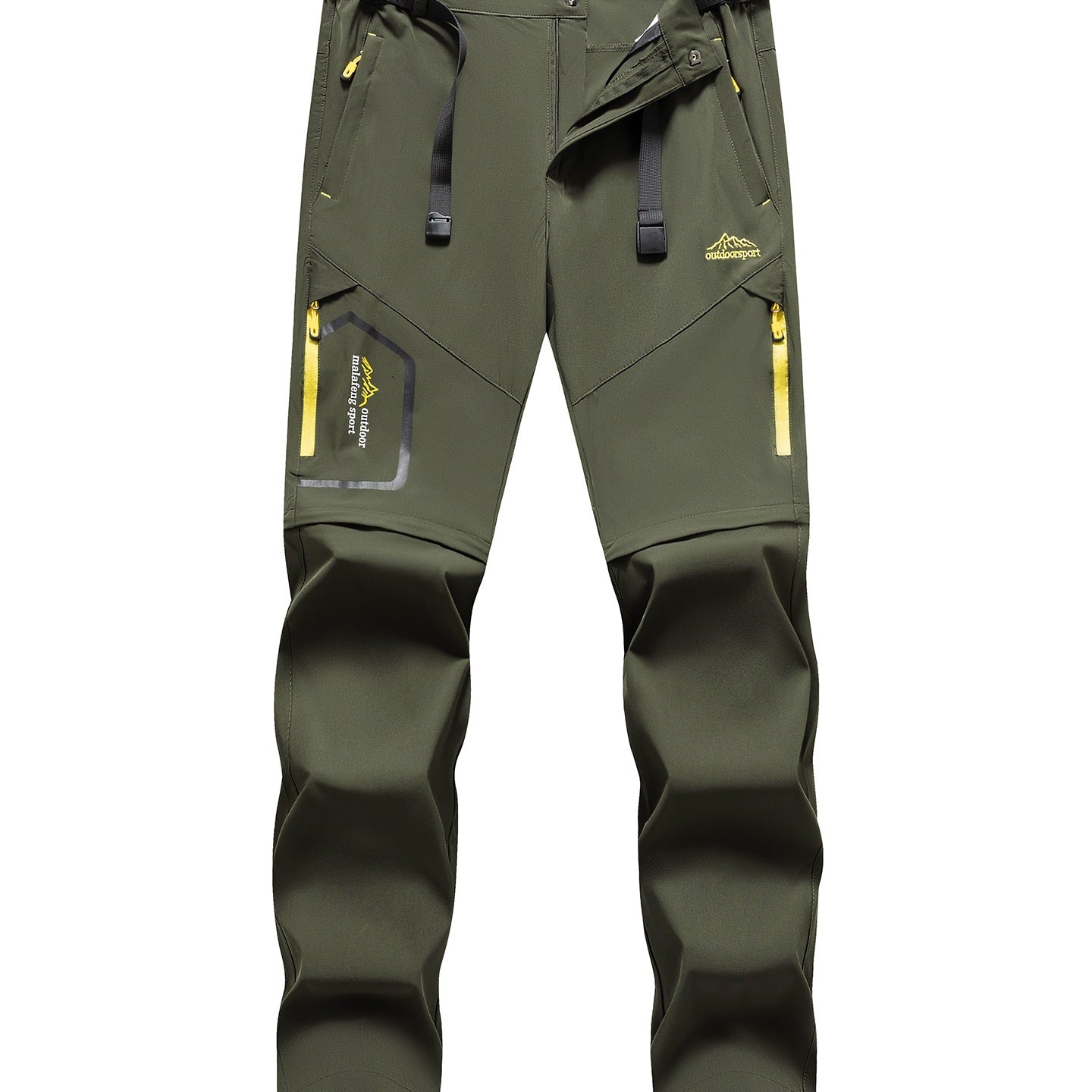 Men's Technical Softshell Zipper Hiking Pants with Removable Legs and Adjustable Belt Chichicherry