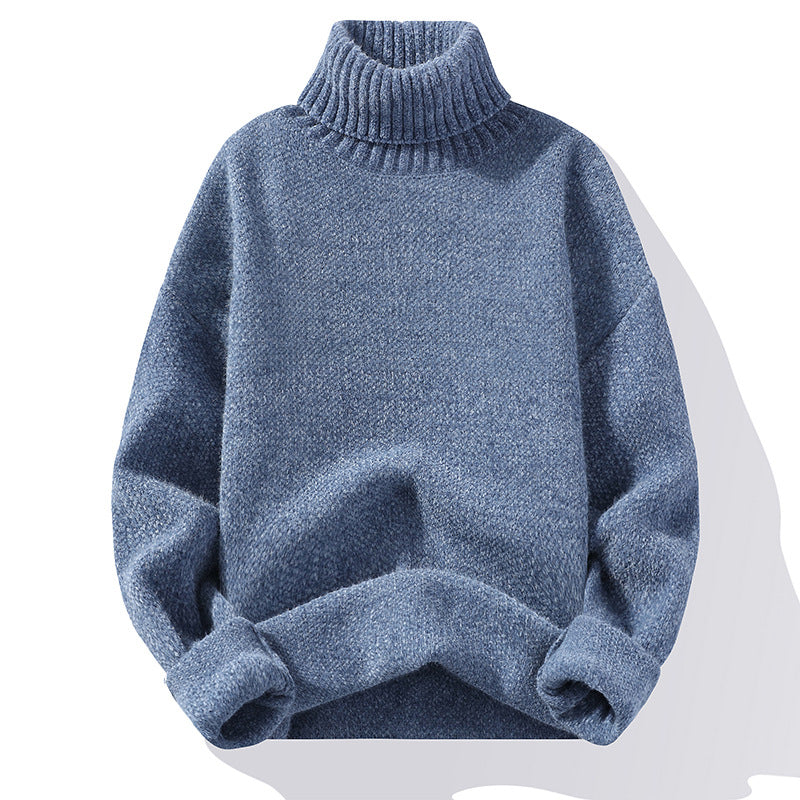 Men's turtleneck sweater made of boucle fine knit with ribbed cuffs Chichicherry
