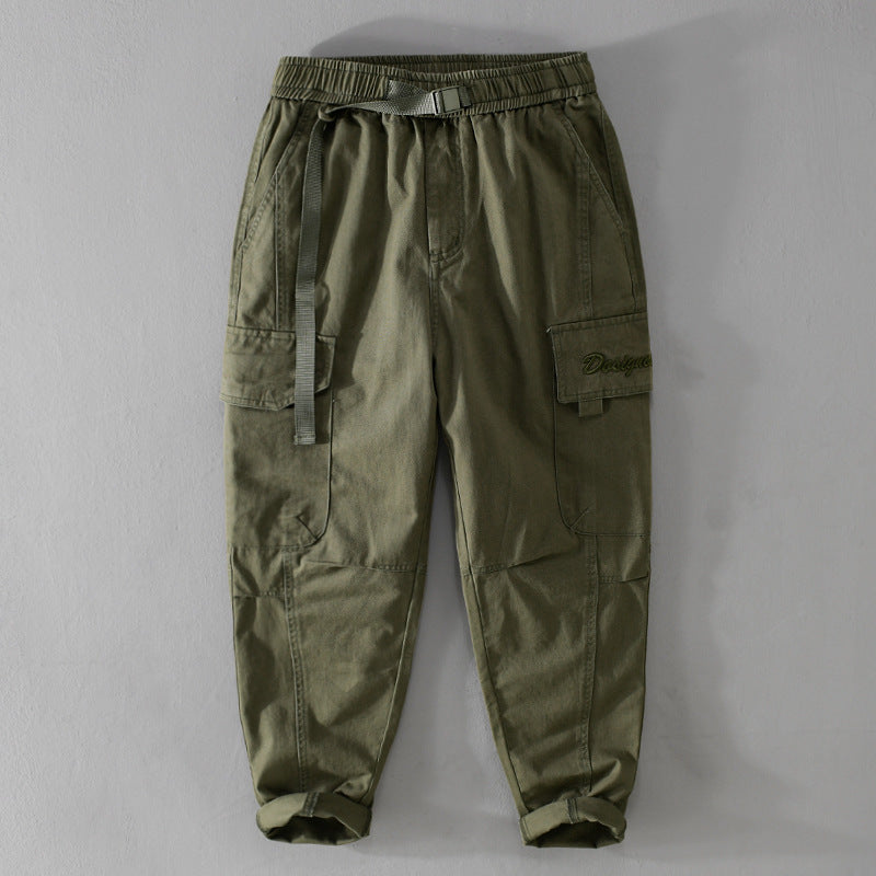 Men's cargo pants in military look with reinforced knees and elastic leg cuffs Chichicherry