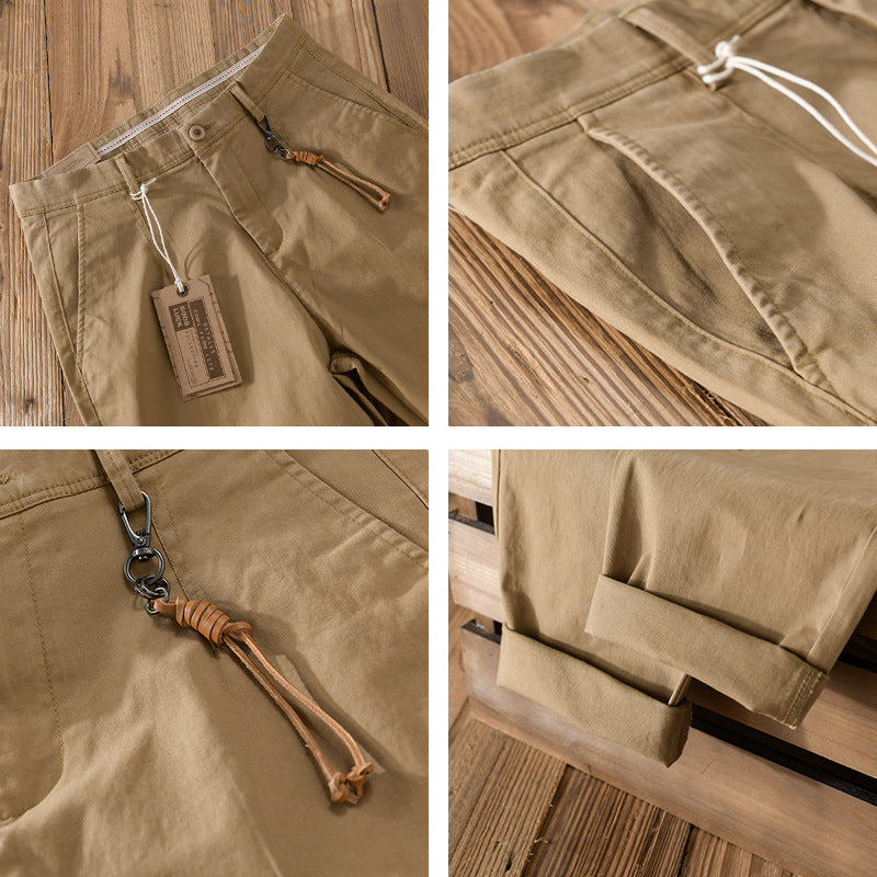 Men's Cotton Twill Chino in Relaxed Tapered Fit with Drawstring Waistband and Patch Pockets Chichicherry