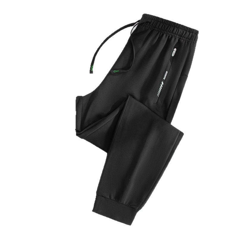 Men's Sporty Jogging Pants with Zipper Pockets, Elastic Waistband, and Slim Fit